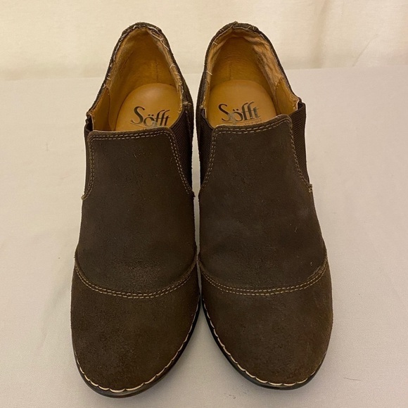 SOFFT Ankle Booties Leather Size 6.5 Brown Heels - Picture 4 of 10